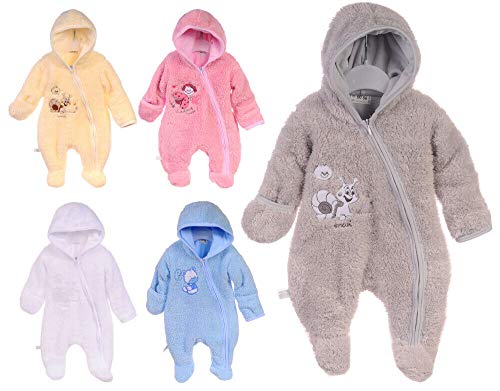 La Bortini Overall Baby Wagenanzug Frühling Übergangsanzug Anzug Fleece 50 56 62 68 74 UNI (grau, 56) von La Bortini