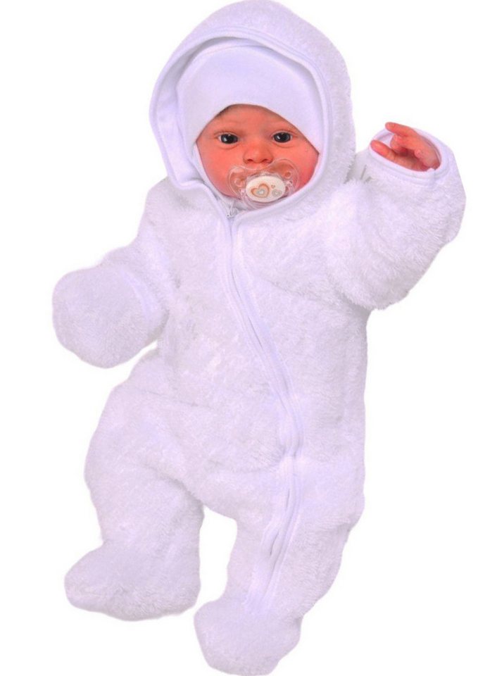 La Bortini Overall Baby Wagenanzug Übergangsoverall in Weiß Schneeanzug kuschelig, weich, weiß, 44 50 56 62 68 74 von La Bortini