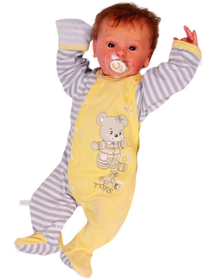 La Bortini Overall Strampler Schlafoverall Baby Overall 50 56 62 68 74 80 86 Schlafanzug gestreift, mit Druck von La Bortini