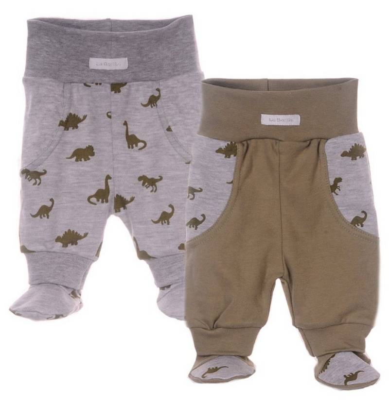 La Bortini Schlupfhose 2er Pack Baby Hosen mit Fuß Kinder Hose mit Dinos Mustzer aus reiner Baumwolle, 44 50 56 62 68 74 80 86 92 98 von La Bortini