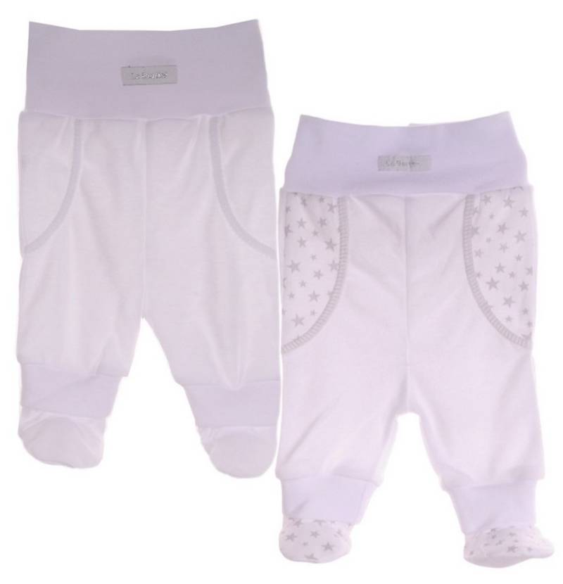 La Bortini Schlupfhose Baby Hose 2er Pack in Weiß Strampler mit Füßchen aus Baumwolle, neutral, 44 50 56 62 68 74 80 86 von La Bortini
