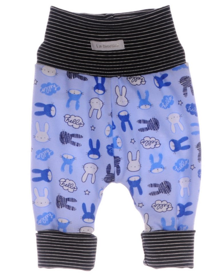 La Bortini Schlupfhose Baby Hose Erstlingshose für Neugeborene in Blau mit Hasen mit Hasenmuster, 44 50 56 62 68 74 80 86 von La Bortini