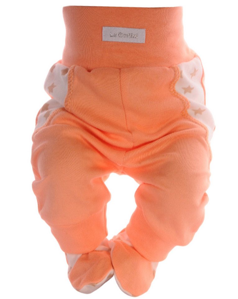 La Bortini Schlupfhose Baby Hose Erstlingshose mit Füßchen in Orange Strampler aus reiner Baumwolle, 44 50 56 62 von La Bortini