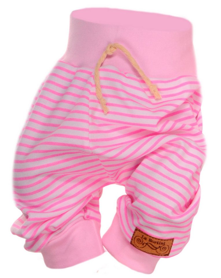 La Bortini Schlupfhose Baby Hose Mitwachsfofe Erstlingshose für Mädchen Babyhose in Rosa in Rosa gestreift für Mädchen, 44 50 56 62 68 74 80 86 von La Bortini