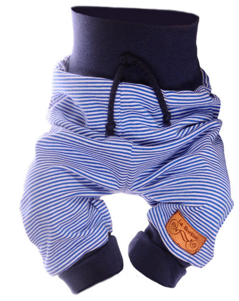 La Bortini Schlupfhose Baby Hose Mitwachshose in Blau gestreift unisex Erstlingshose elastisch, weich, leicht, 44 50 56 62 68 74 80 86, unisex von La Bortini