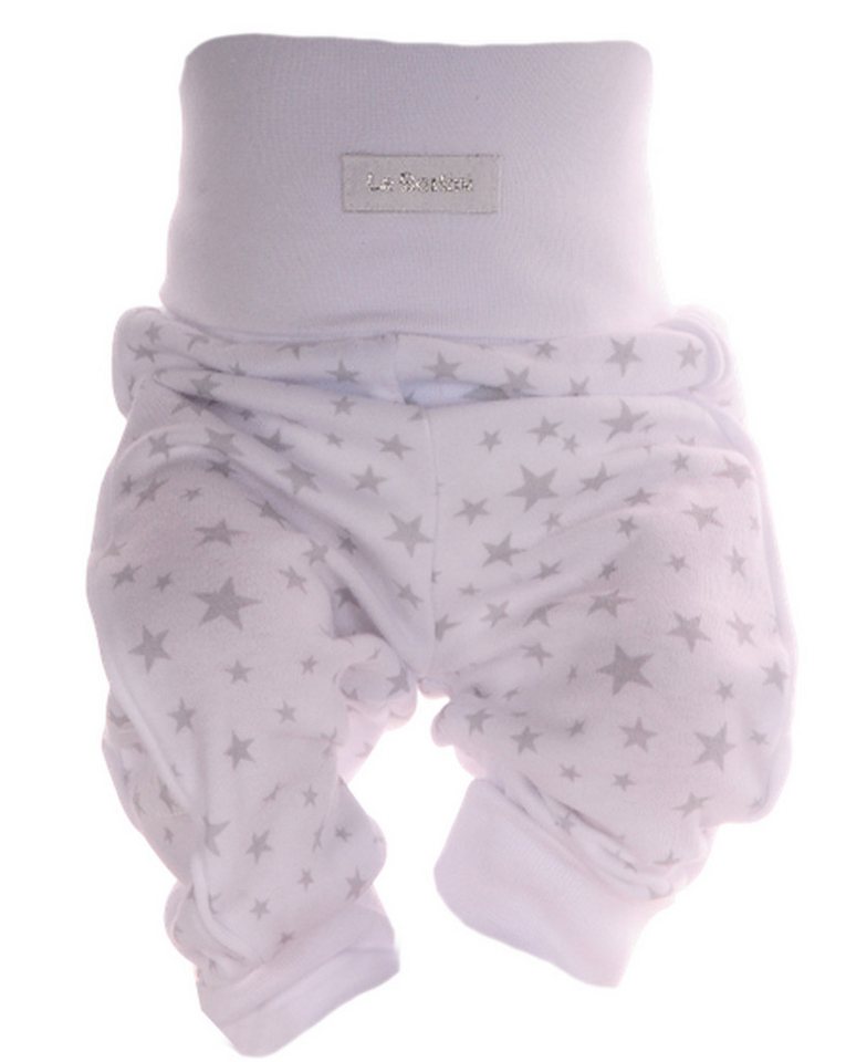 La Bortini Schlupfhose Baby Hose Mitwachshose in Grau oder Weiß mit Sternchen aus Baumwolle, neutral, 44 50 56 62 68 74 80 86 92 98 von La Bortini