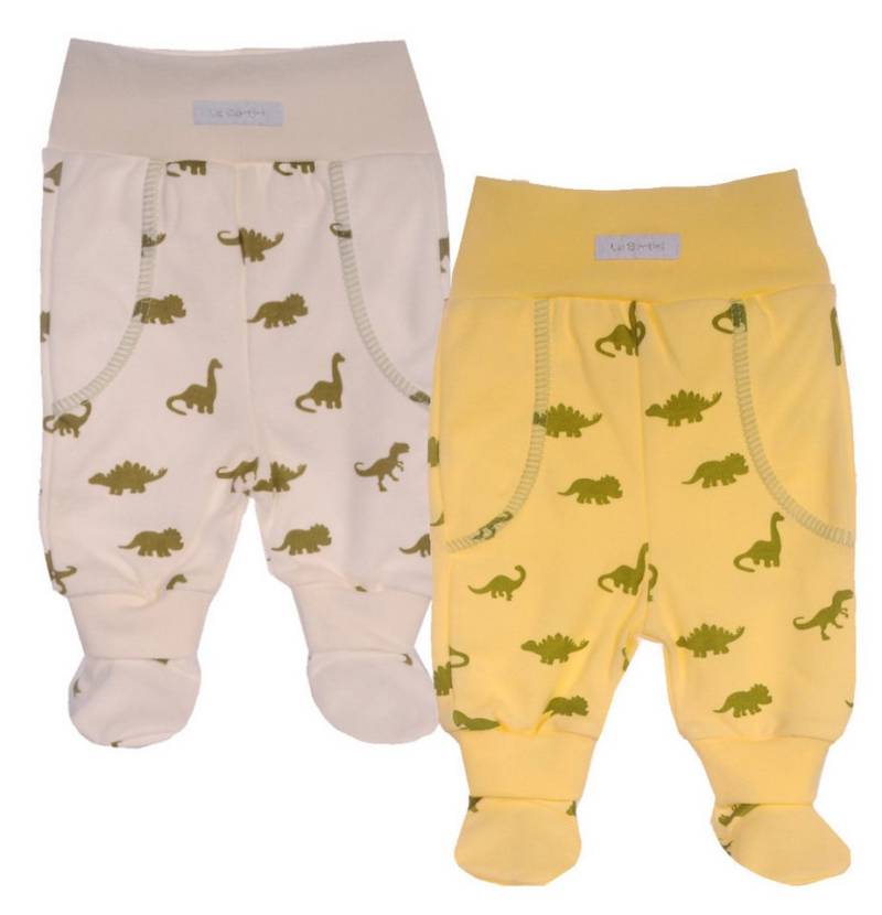 La Bortini Schlupfhose Baby Hose mit Fuß 2er Pack Strampler in creme gelb aus Baumwolle, neutral, 44 50 56 62 68 74 80 86 von La Bortini