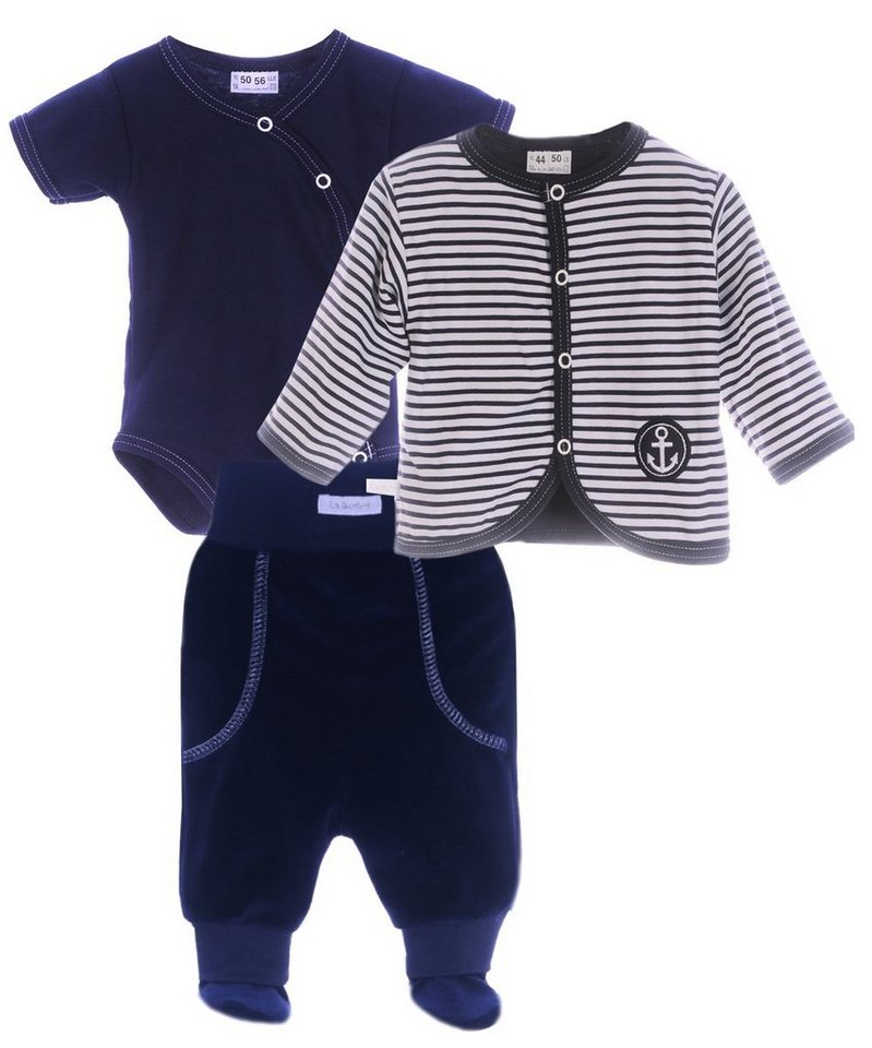 La Bortini Shirt, Hose & Jäckchen Baby Anzug 3Tlg Body Hose und Jacke 44 50 56 62 68 von La Bortini