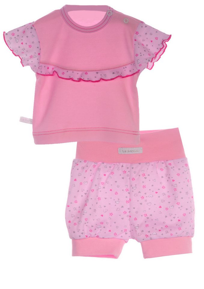 La Bortini Shorts Baby Set 2Tlg Kurzarmshirt und kurze Hose aus reiner Baumwolle, 44 50 56 62 68 74 80 86 92 98 104 von La Bortini