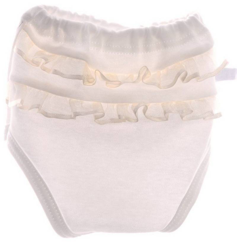 La Bortini Slip Baby Höschen mit Rüschen am Po Slip Unterhose in Creme Überziehhöschen aus reiner Baumwolle, ecry, 44 50 56 62 68 74 80 86 92 98 104 von La Bortini