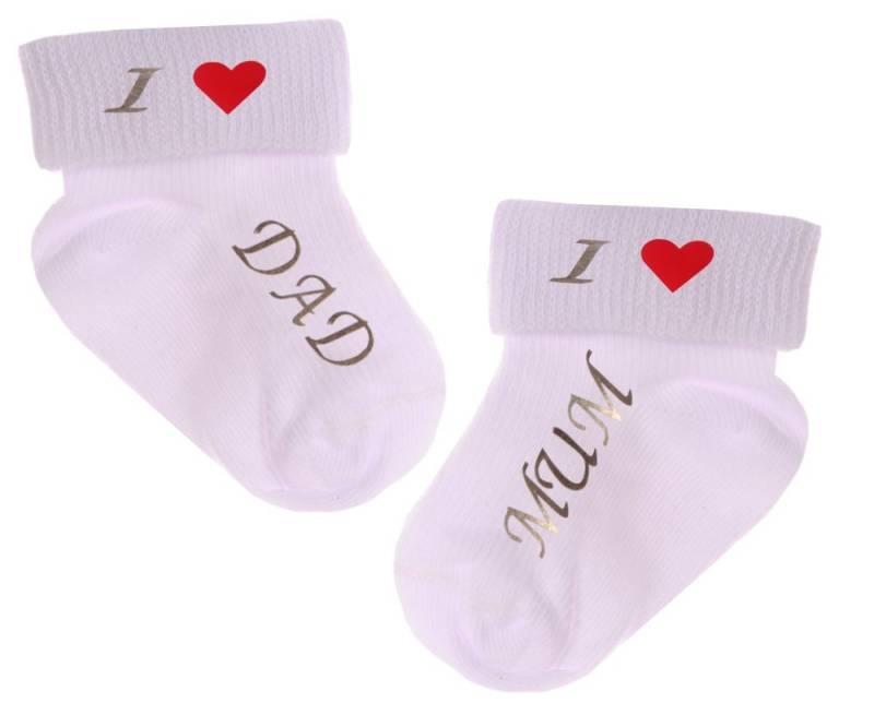 La Bortini Socken Baby Socken Erstlingssocken ab 0 Monate bis 2Jahre Babystrümpfe mit Umschlag, weiß, elastisch, mit Aufdruck von La Bortini