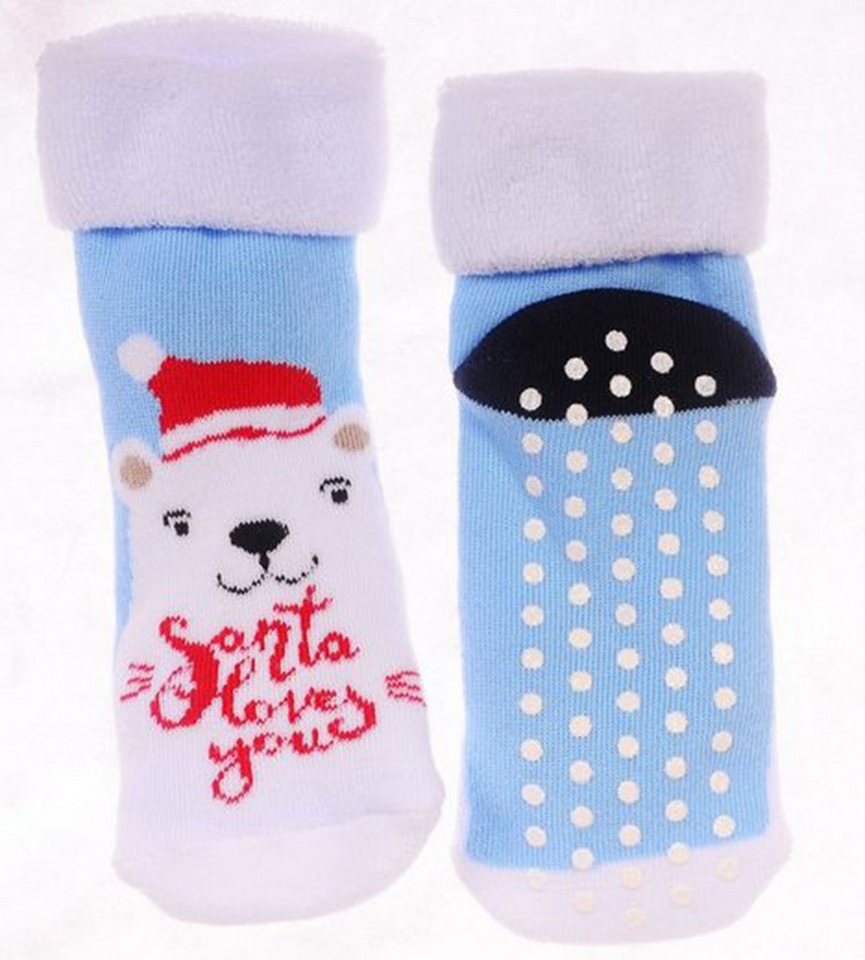 La Bortini Socken Baby Socken weihnachtliche Thermosocken Frottee socks mit ABS Erstlingssocken 17-19, genoppte Sohle von La Bortini