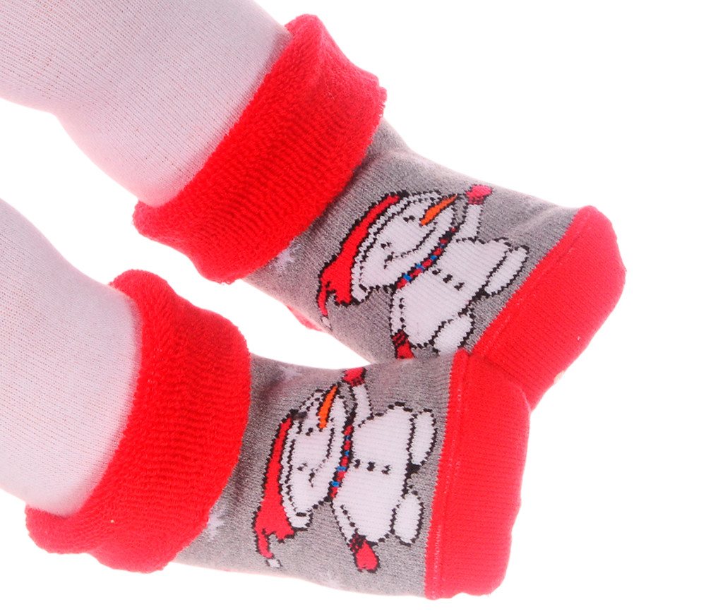 La Bortini Socken Baby Socken weihnachtliche Thermosocken Frottee socks mit ABS Erstlingssocken 17-19, genoppte Sohle von La Bortini