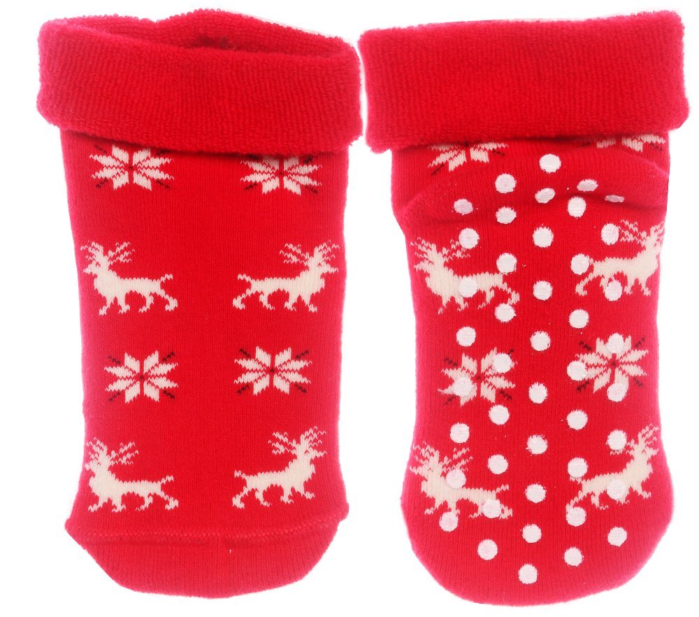 La Bortini Socken Baby Socken weihnachtliche Thermosocken Frottee socks mit ABS Erstlingssocken 17-19, genoppte Sohle von La Bortini