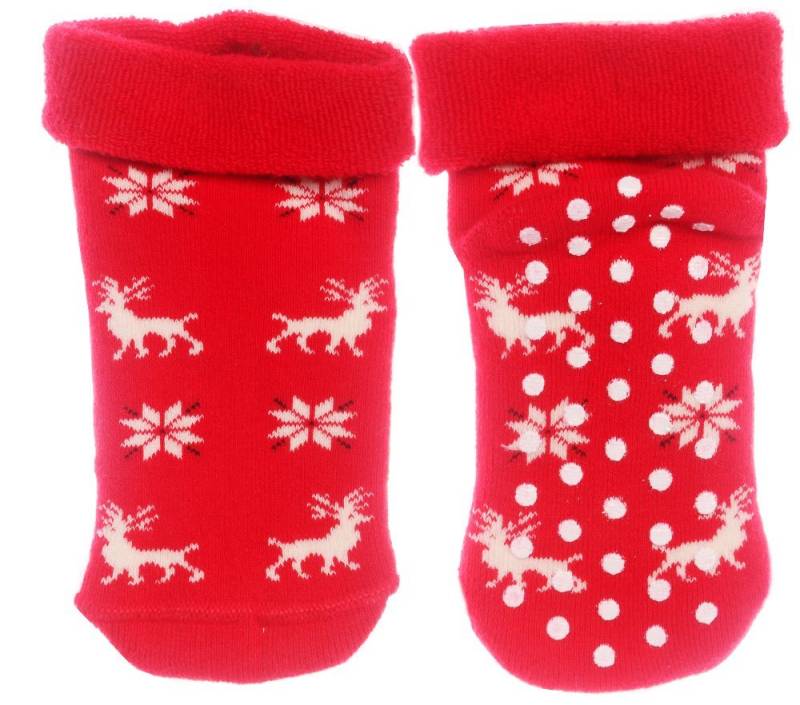 La Bortini Socken Baby Socken weihnachtliche Thermosocken Frottee socks mit ABS Erstlingssocken 17-19, genoppte Sohle von La Bortini