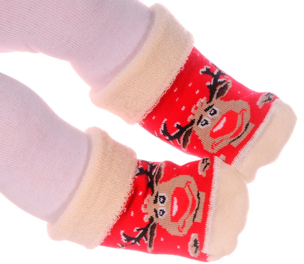 La Bortini Socken Baby Socken weihnachtliche Thermosocken Frottee socks mit ABS Erstlingssocken 17-19, genoppte Sohle von La Bortini