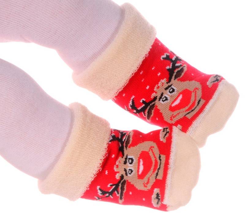 La Bortini Socken Baby Socken weihnachtliche Thermosocken Frottee socks mit ABS Erstlingssocken 17-19, genoppte Sohle von La Bortini