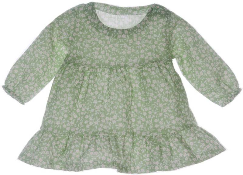 La Bortini Sommerkleid Baby Kleid gemustert in Grün langarm sommerlich mit Blumen aus weichem Musselin Stoff, 44 50 56 68 von La Bortini