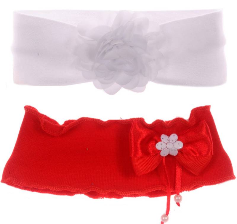 La Bortini Stirnband Baby Stirnbänder 2er Pack in Rot Weiß mit Schleifen weihnachtlich elastisch, weich, 2er Pack Set, mit Schleifchen von La Bortini