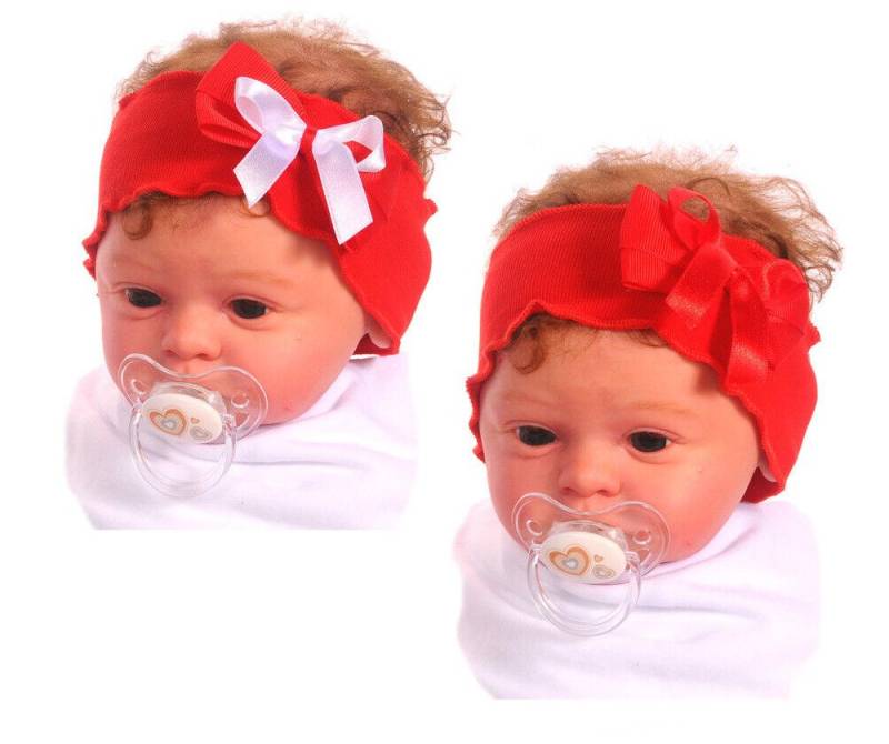 La Bortini Stirnband Baby Stirnbänder 2er Pack in Rot Weiß mit Schleifen weihnachtlich elastisch, weich, 2er Pack Set, mit Schleifchen von La Bortini