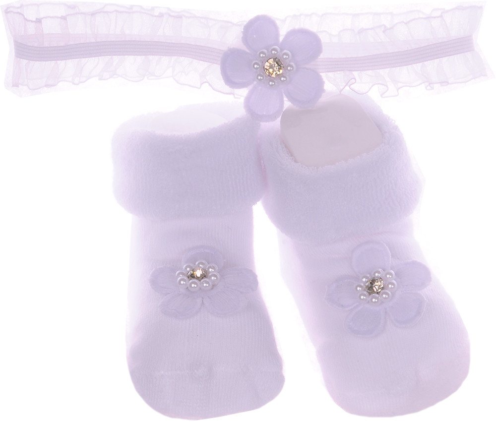 La Bortini Stirnband Baby und Kinder Set warme Socken und Stirnband mit Blume warm, elastisch, in verschiedenen Größen erhältlich von La Bortini