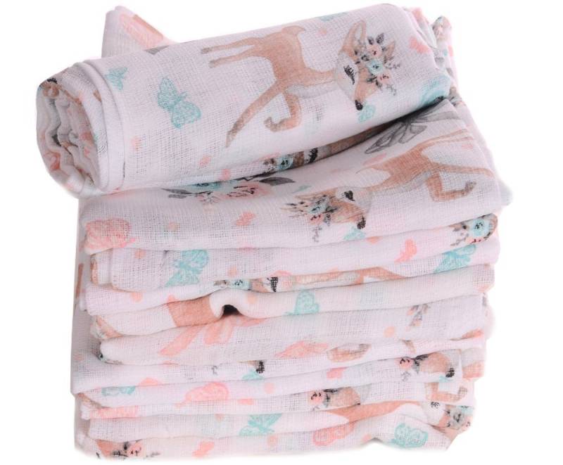 La Bortini Stoffwindeln 10er Pack Spucktücher Baby Mullwindeln Babytücher Mulltücher, aus reiner Baumwolle, große Packung von La Bortini