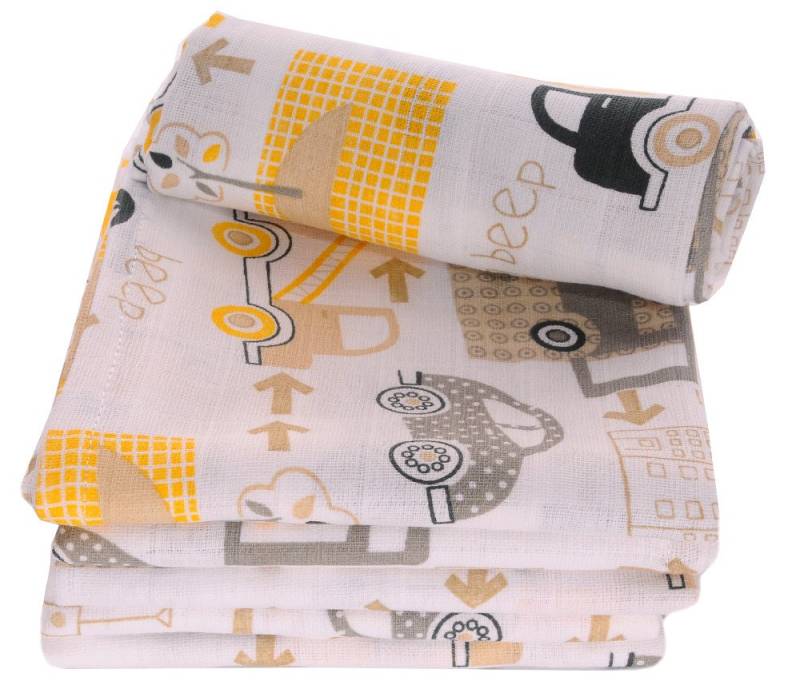 La Bortini Stoffwindeln Spucktücher 10er Pack Baby Mullwindeln mit Fahrzeugen Muster, aus reiner Baumwolle, große Packung von La Bortini