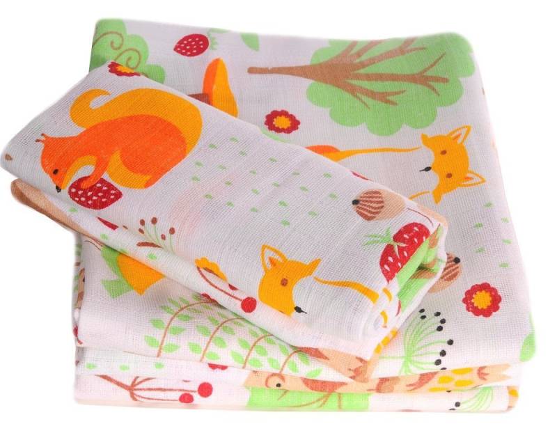 La Bortini Stoffwindeln Spucktücher 10er Pack Mullwindeln mit Tiere Muster Baby Tücher, aus reiner Baumwolle, große Packung von La Bortini