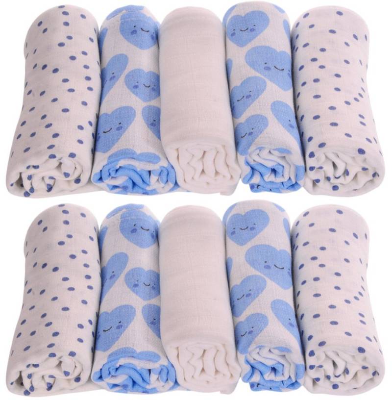 La Bortini Stoffwindeln Spucktücher 5 oder 10 Stück Tücher Baby Mulltücher Babywindeln (5er-Set oder 10er Set, für Neugeborene), aus reiner Baumwolle, für Mädchen und Jungen von La Bortini