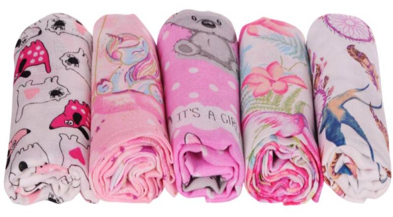 La Bortini Stoffwindeln Stoffwindeln 5er Pack Spucktücher Baby Mullwindeln Stoffwindeln, aus reiner Baumwolle von La Bortini