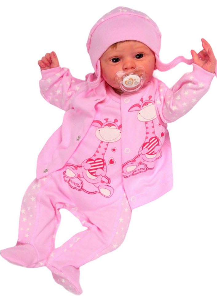 La Bortini Strampler, Jäckchen & Mütze Baby Anzug Strampler Hemdchen Mütze Set in Rosa mit Sternen aus reiner Baumwolle, 44 50 56 62 68 74 La Bortini Strampler, Jäckchen & Mütze Baby Anzug Strampler Hemdchen Mütze Set in Rosa mit Sternen aus reiner Baumwolle, 44 50 56 62 68 74 von La Bortini