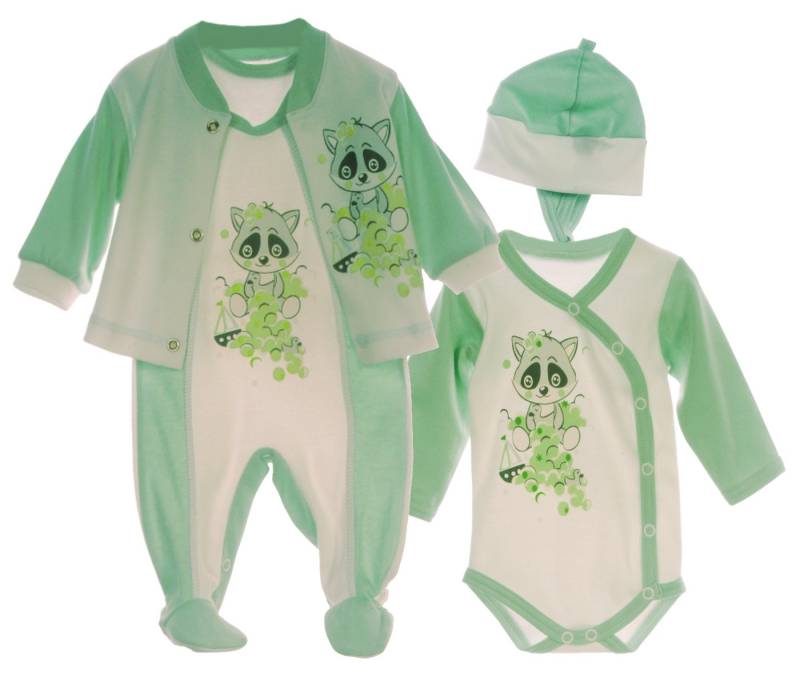 La Bortini Strampler, Jäckchen & Mütze Erstlingsausstattung Stramplerhose Hemdchen Haube Wickelbody Set aus reiner Baumwolle, 44 50 von La Bortini