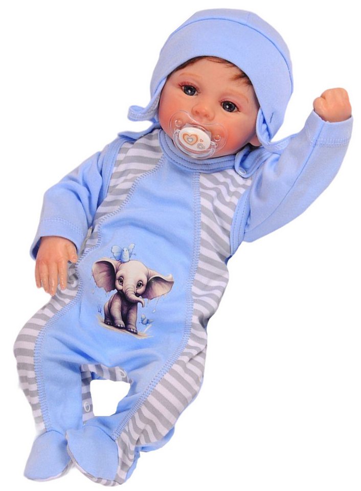 La Bortini Strampler, Jäckchen & Mütze Strampler Mütze Hemdchen 3tlg Set Baby Anzug aus reiner Baumwolle, 44 50 56 62 68 74 von La Bortini