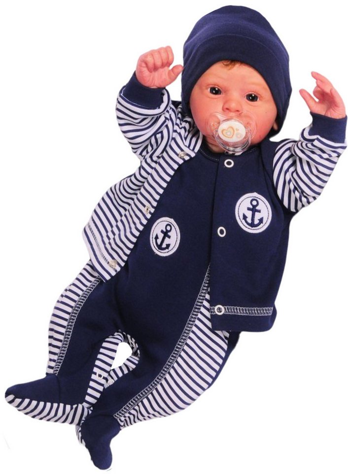 La Bortini Strampler, Jäckchen & Mütze Strampler Mütze und Hemdchen Set Baby Anzug 3tlg 44 50 56 62 68 74 von La Bortini