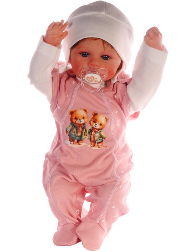 La Bortini Strampler, Jäckchen & Mütze Strampler Mütze und Hemdchen Set Baby Anzug 3tlg mit Sternchen aus reiner Baumwolle, 44 50 56 62 68 74 von La Bortini