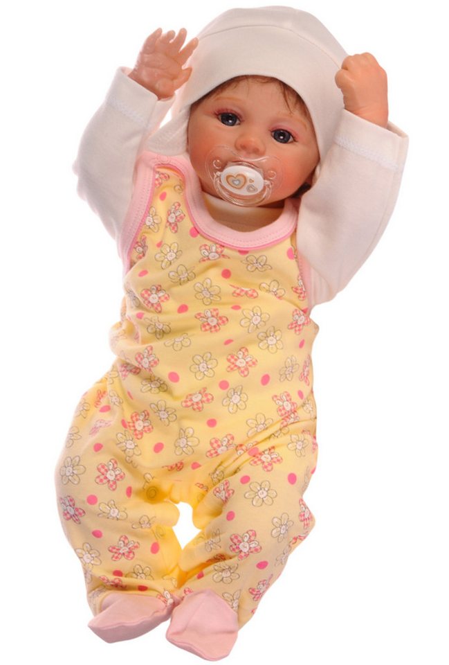 La Bortini Strampler Baby Anzug Strampler in Gelb Langarmshirt Mütze Set (Erstlingsset für Mädchen) aus Baumwolle, mit Blumen Muster, 50 56 62 68 von La Bortini