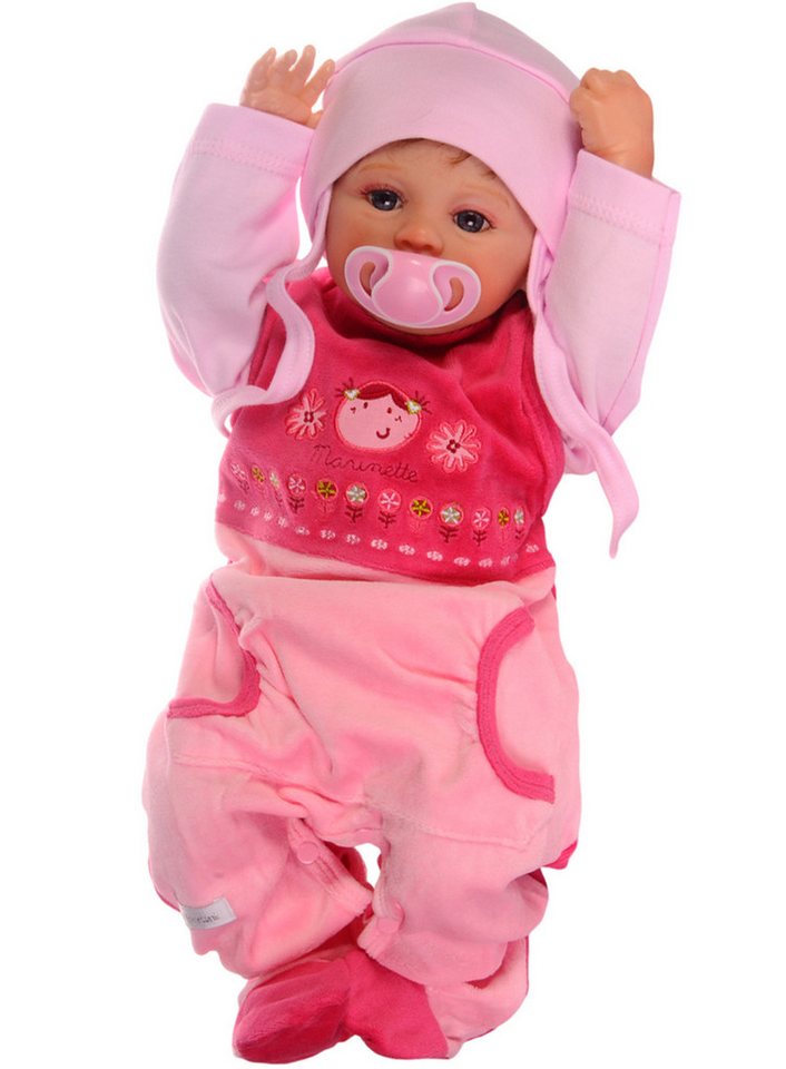 La Bortini Strampler Baby Anzug Stramplerhose Langarmshirt Mütze Set in Rosa pink aus Velours und Baumwolle, 56 62 68 74 80 von La Bortini