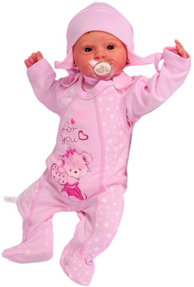 La Bortini Strampler Baby Anzug Stramplerhose Langasmhirt Mütze für Neugeborene (Erstlingsset für Mädchen, in Rosa 56 62) von La Bortini