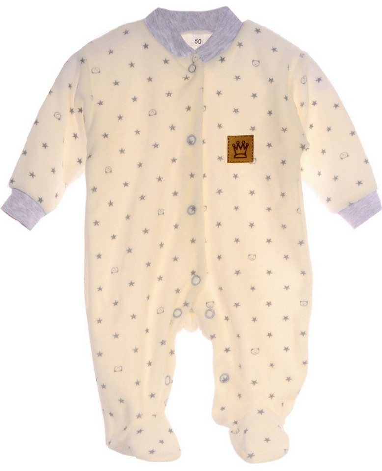 La Bortini Strampler Baby Schlafanzug Einteiler aus Velours neutral Schlafstrampler 44 50 56 62 68 74 80 86 von La Bortini
