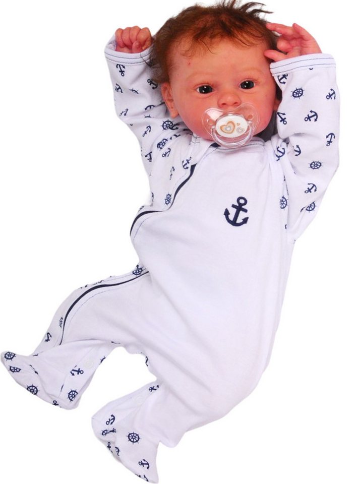 La Bortini Strampler Baby Schlafanzug Overall mit Kratzschutz in Weiß unisex (Einteiler für Neugeborene) aus Baumwolle, 44 50 56 62 68 74 80 86 92 98 104 von La Bortini