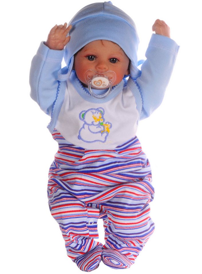 La Bortini Strampler Baby Strampler Langarmshirt Mütze Set in Blau gestreift aus reiner Baumwolle, 44 50 56 62 68 von La Bortini