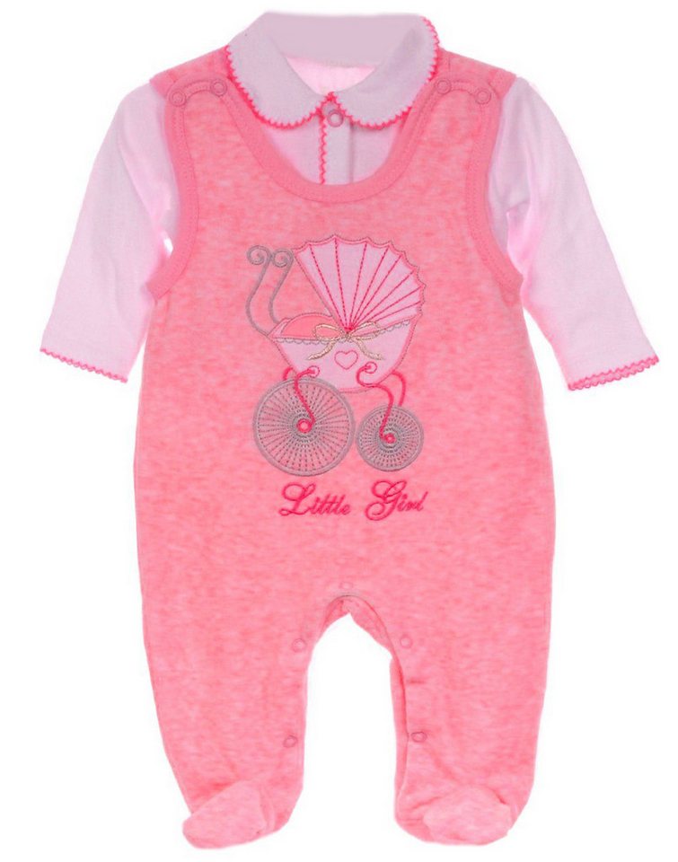La Bortini Strampler Baby Strampler Set aus Velours in Rosa und Hemdchen in Weiß für Mädchen, 44 50 56 62 68 von La Bortini