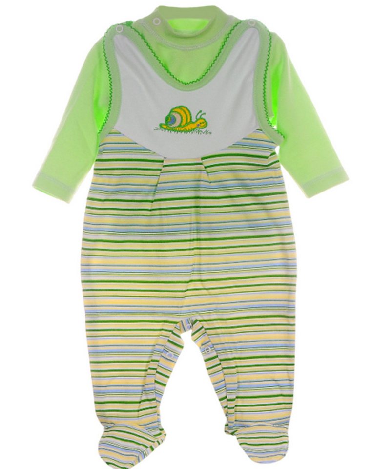 La Bortini Strampler Baby Strampler Set in grün gestreift mit Schnecke aus reiner Baumwolle, neutral, 68 74 80 86 von La Bortini