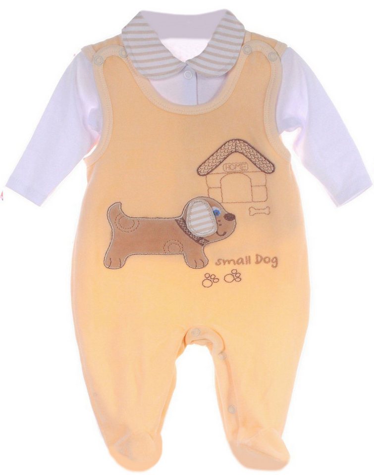 La Bortini Strampler Baby Strampler aus Velours und Hemdchen Set neutral kuschelig weich, 44 50 56 62 68 von La Bortini