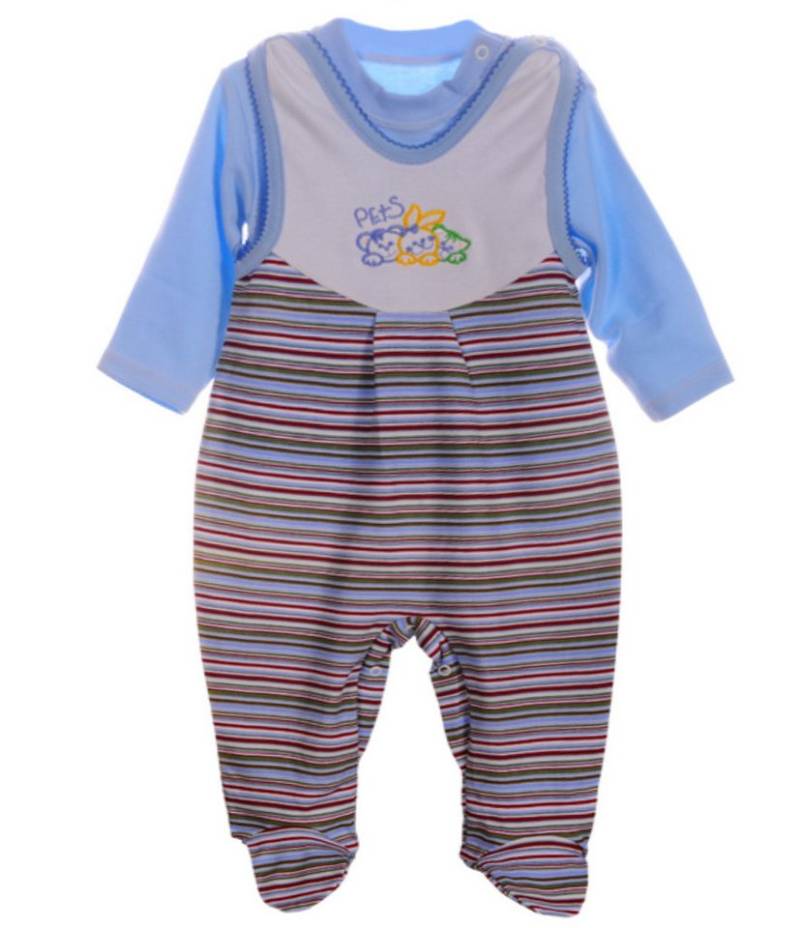 La Bortini Strampler Baby Strampler und Langarmshirt Set Anzug in Blau aus reiner Baumwolle, 80 86 von La Bortini