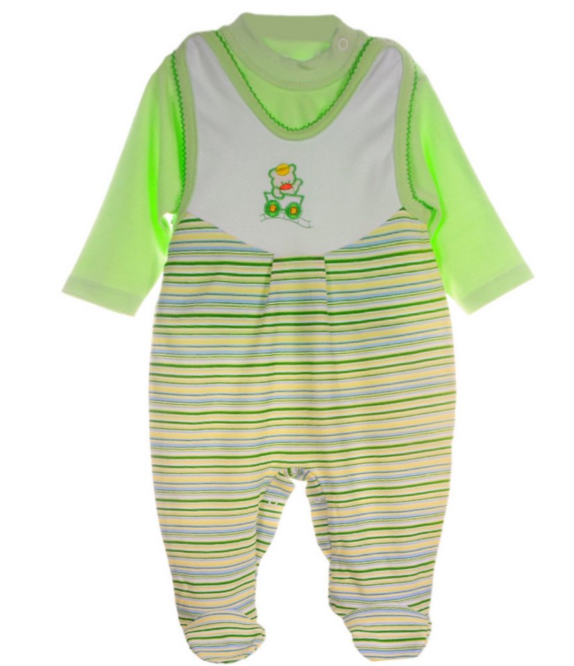 La Bortini Strampler Baby Strampler und Langarmshirt in grün gestreift neutral aus reiner Baumwolle, gestreift, 80 86 von La Bortini