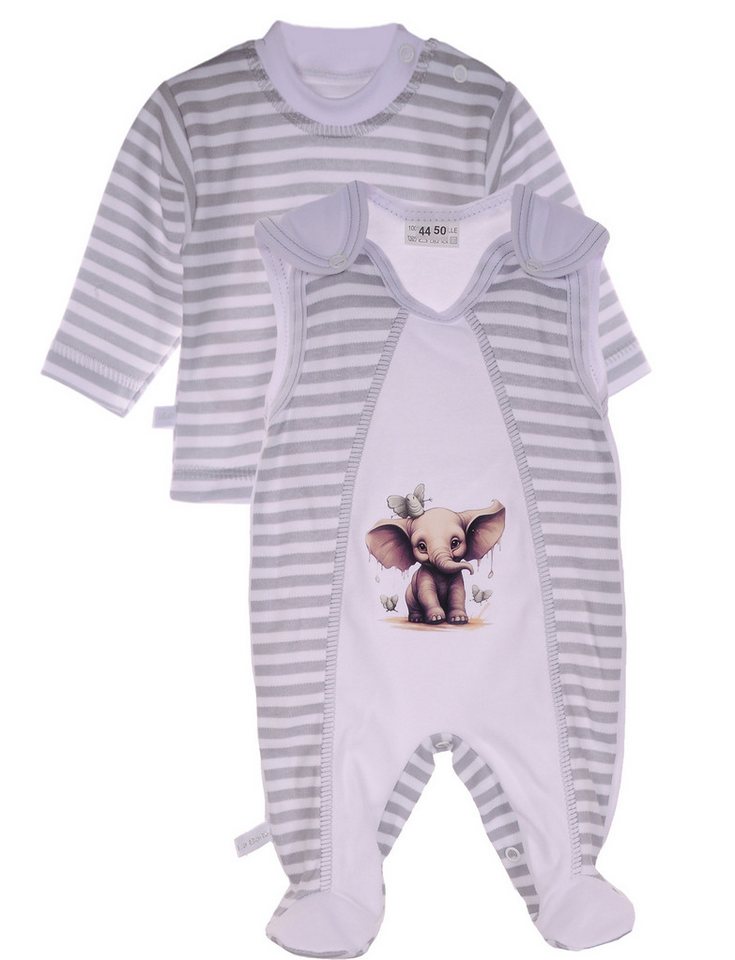 La Bortini Strampler Baby Stramplerhose Langarmshirt Erstlingsset in Weiß aus reiner Baumwolle, 44 50 56 62 68 74 von La Bortini