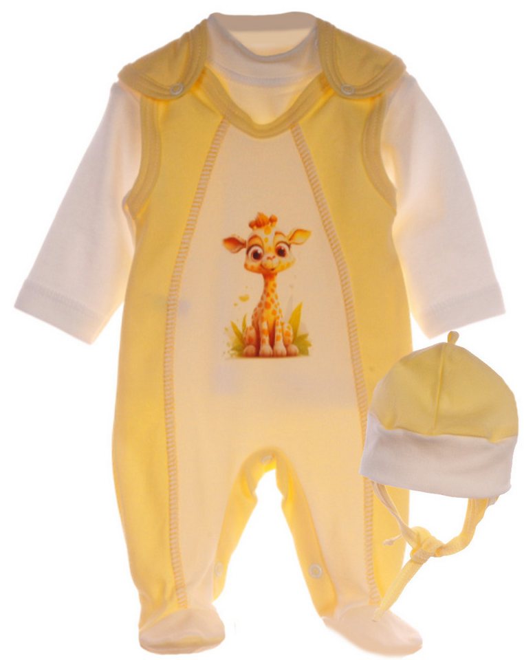 La Bortini Strampler Baby Stramplerhose Langarmshirt Mütze Set in creme gelb von La Bortini