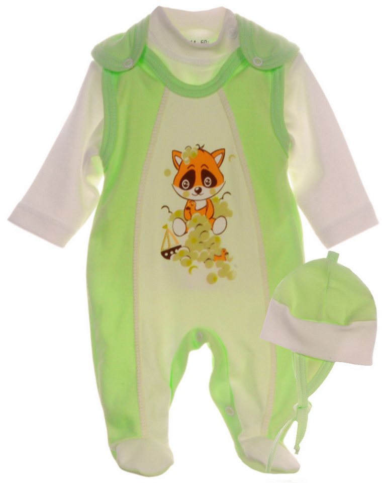 La Bortini Strampler Baby Stramplerhose Langarmshirt Mütze Set in creme grün aus reiner Baumwolle, neutral, 44 50 Erstlingsset von La Bortini