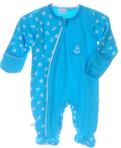 La Bortini Strampler Baby Türkis 44 50 56 62 68 74 Schlafanzug Anzug Overall Reißverschluss (74) von La Bortini